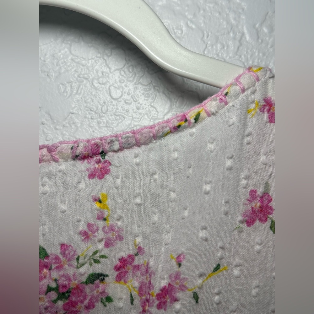Loveshackfancy Smocked Keelin Floral White/Magenta Mini Women Dress Size M - Picture 14 of 15